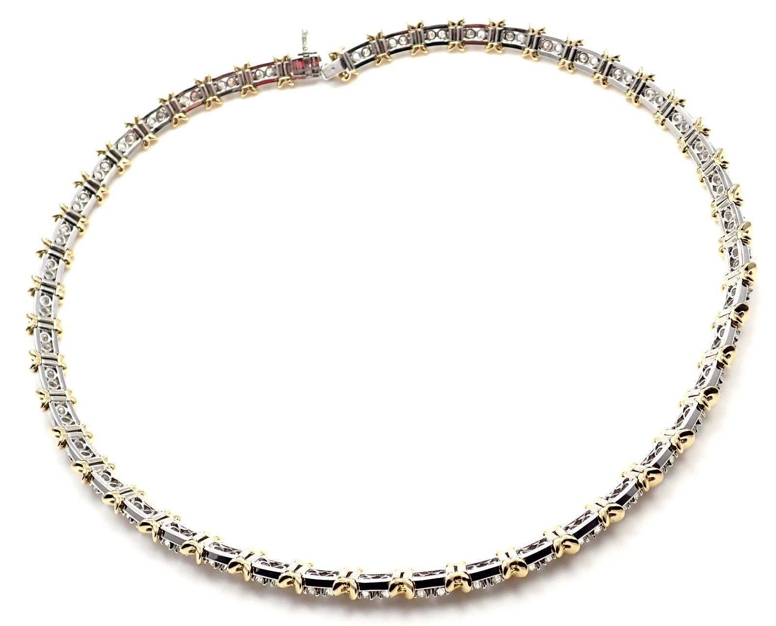 Vintage Picasso Tiffany & Co Diamond X 18k Gold Platinum Graffiti Necklace  | Chairish