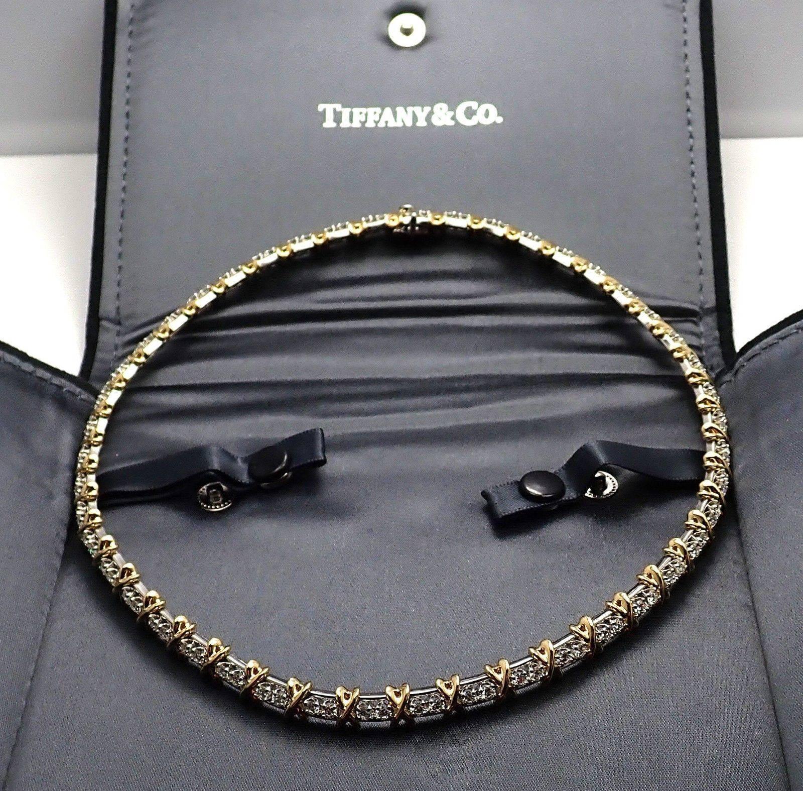 Tiffany & Co. Jean Schlumberger Platinum and Yellow Gold Diamond X Necklace 4