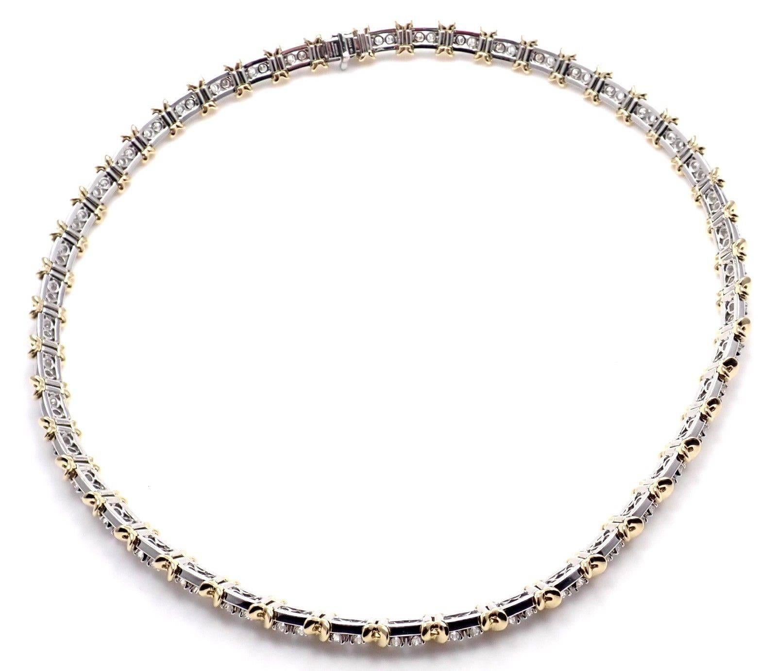 Tiffany & Co. Jean Schlumberger Platinum and Yellow Gold Diamond X Necklace 1