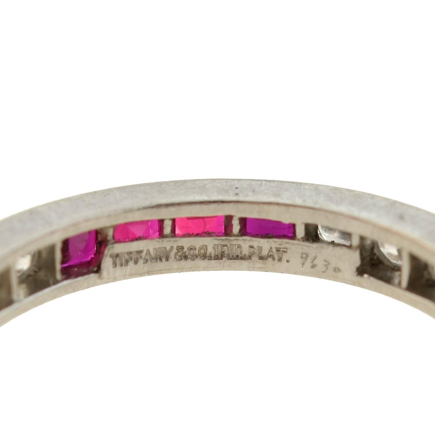 Women's Tiffany & Co. Late Art Deco Diamond Ruby Platinum Eternity Band