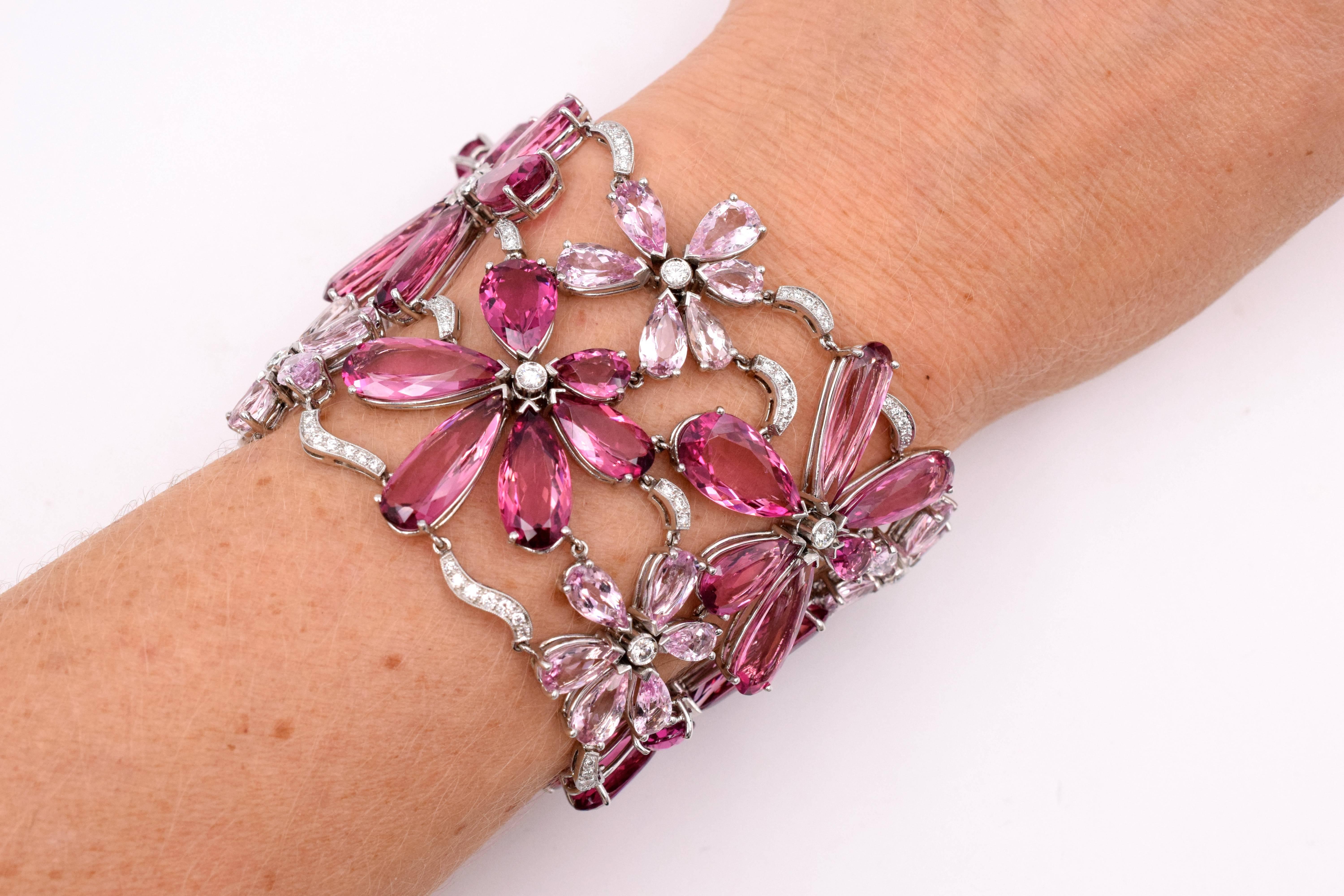 Artiste Tiffany & Co. Bracelet en tourmaline rose, morganite et diamants en vente