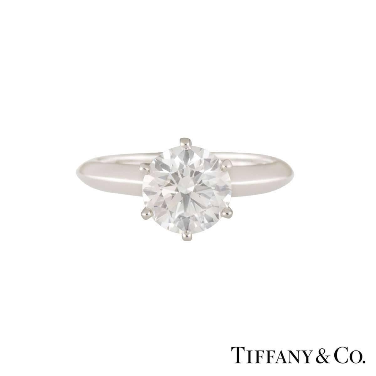 Round Cut Tiffany & Co. 1.79 Carat Diamond Platinum Setting Band Ring