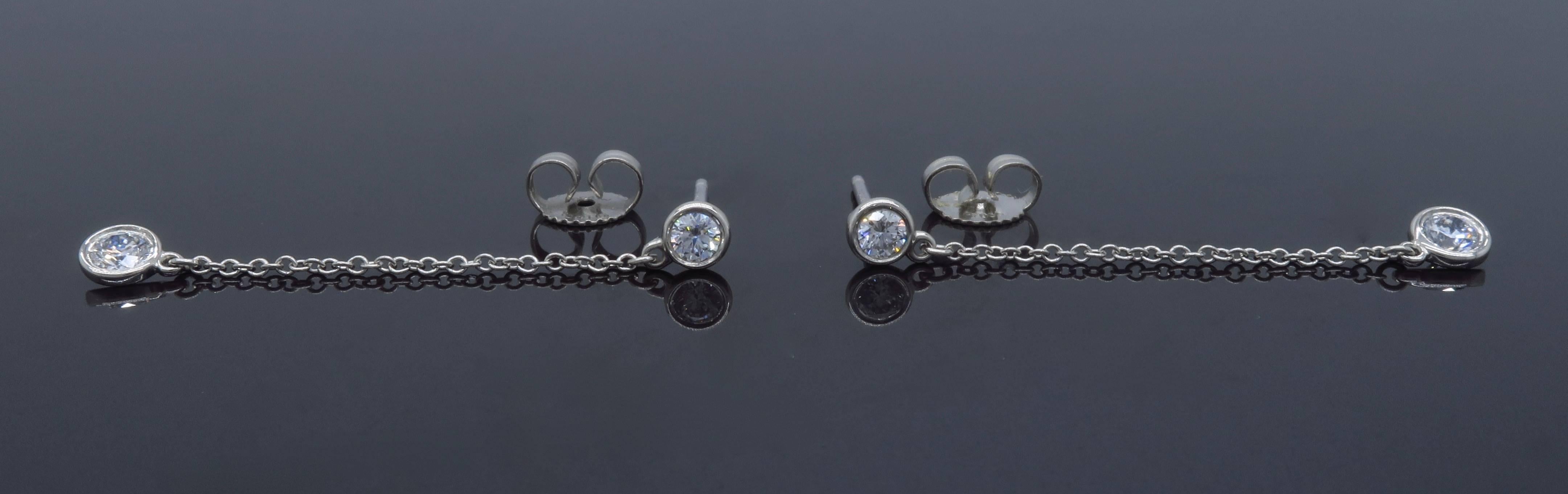 Tiffany & Co. Platinum Diamonds by the Yard Drop Earrings In New Condition In Webster, NY