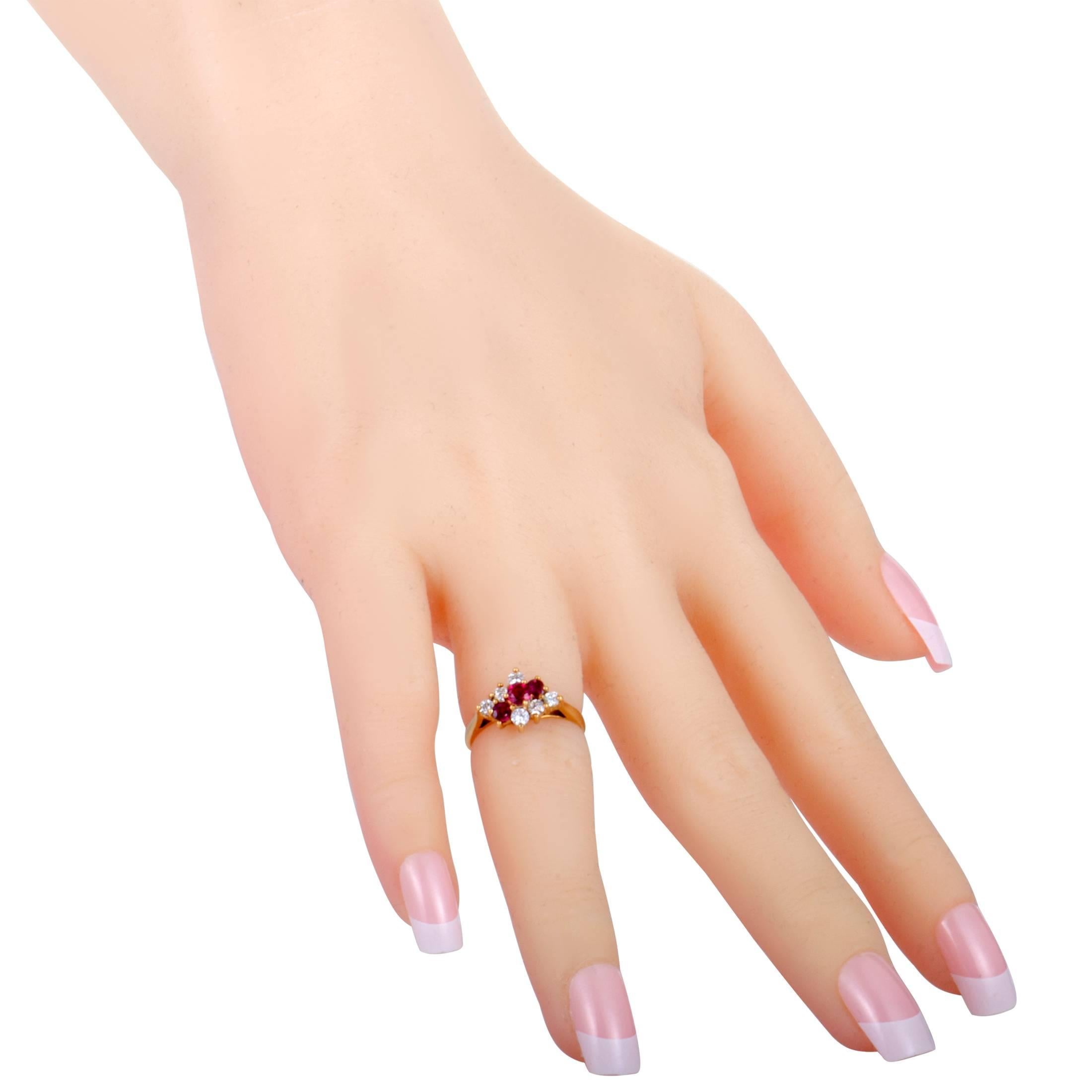 Round Cut Tiffany & Co. Ruby and Diamond Gold Cocktail Ring