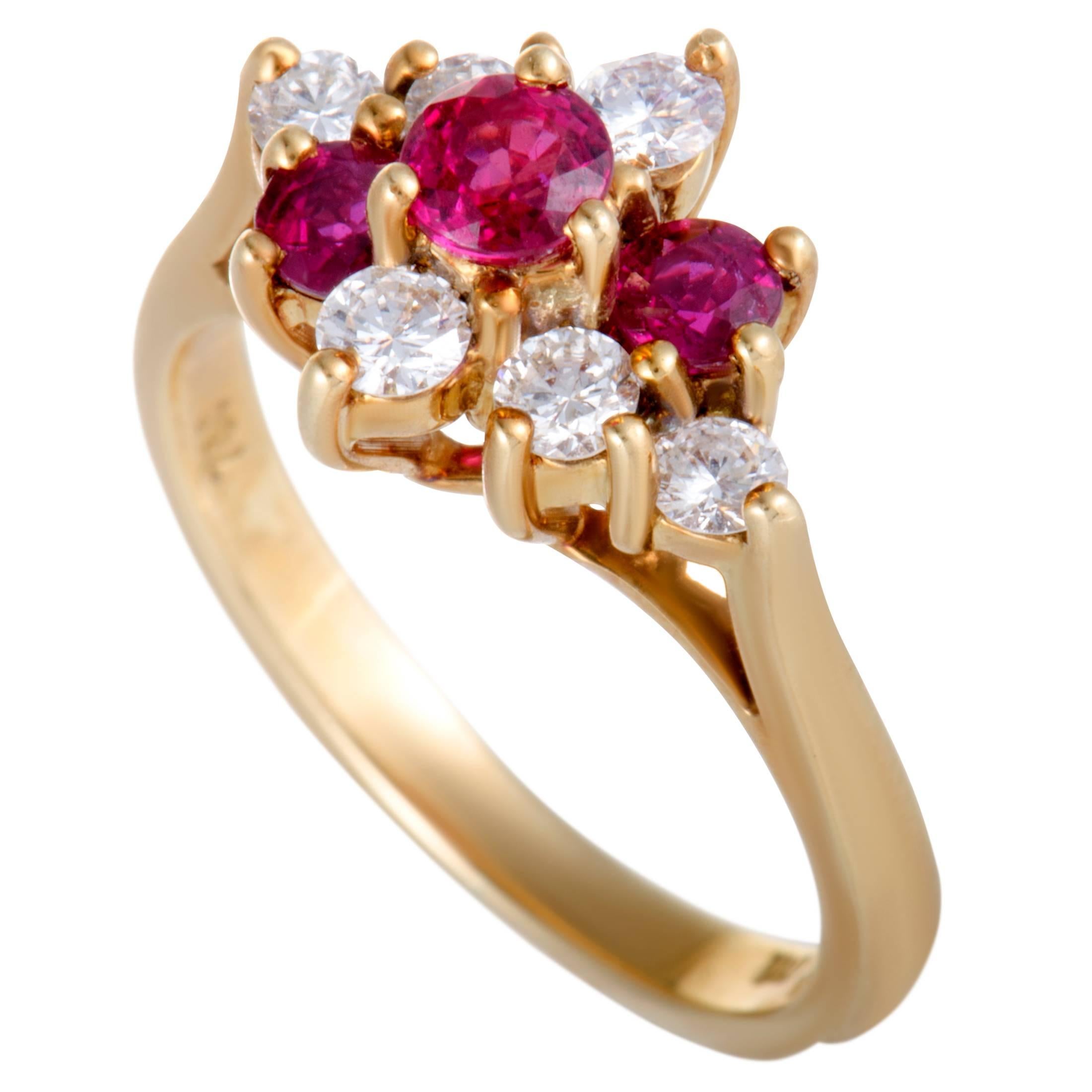 Tiffany & Co. Ruby and Diamond Gold Cocktail Ring
