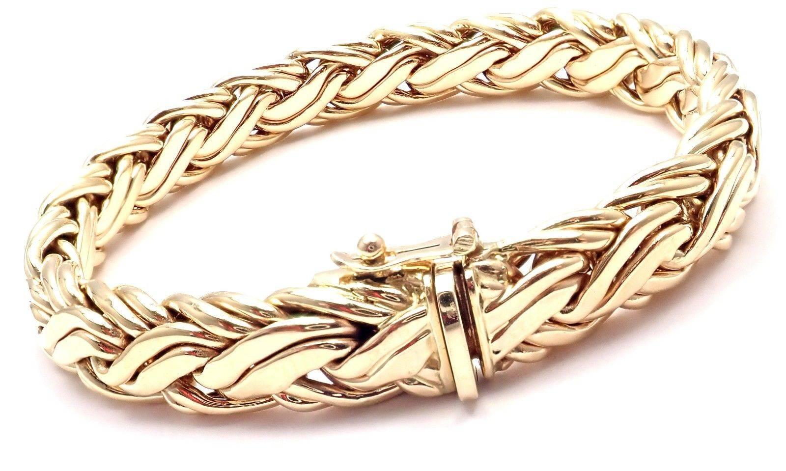 Tiffany & Co. Russian Weave Wide Link Yellow Gold Bracelet In New Condition In Holland, PA