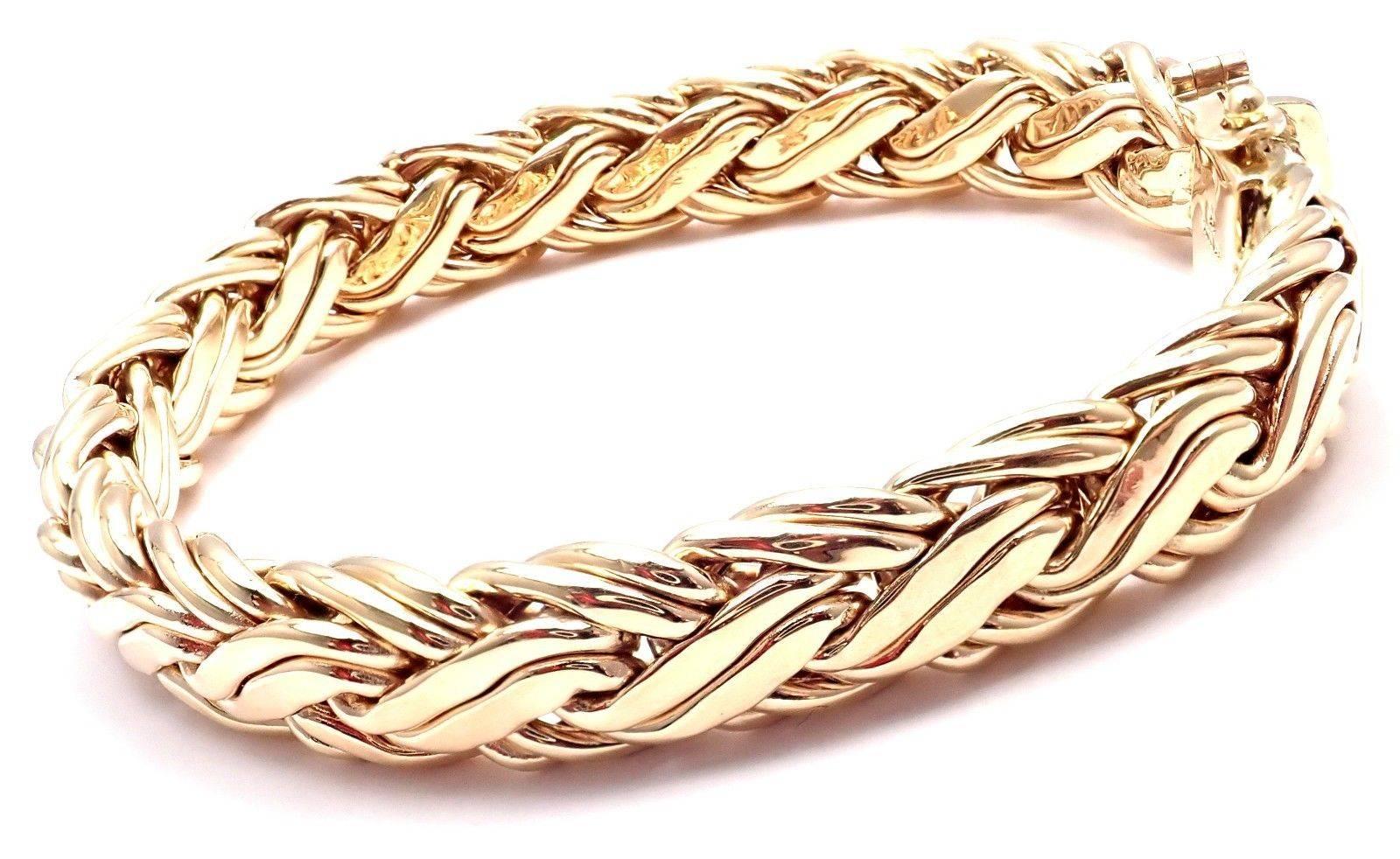 Women's or Men's Tiffany & Co. Russian Weave Wide Link Yellow Gold Bracelet