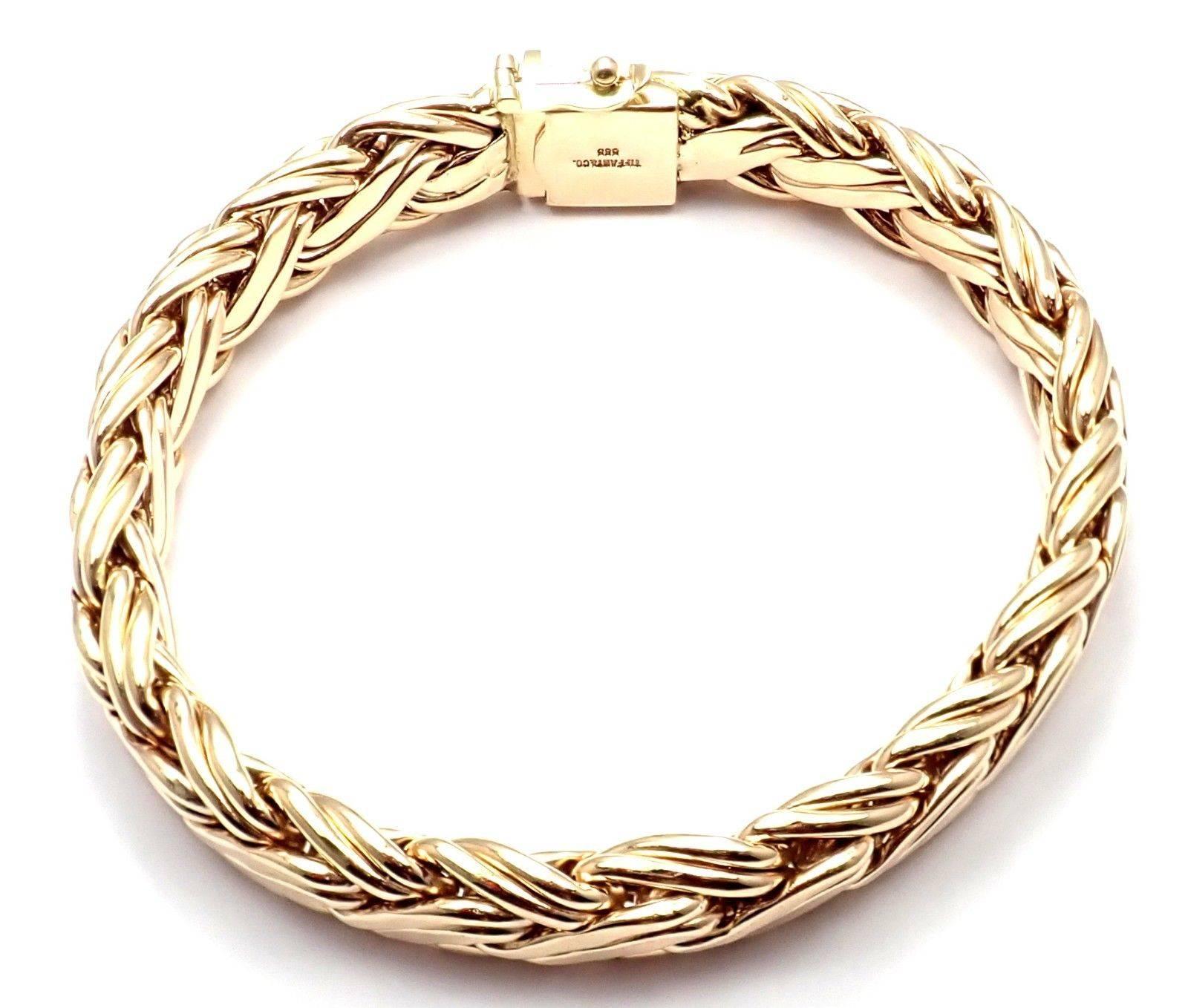 Tiffany & Co. Russian Weave Wide Link Yellow Gold Bracelet 2