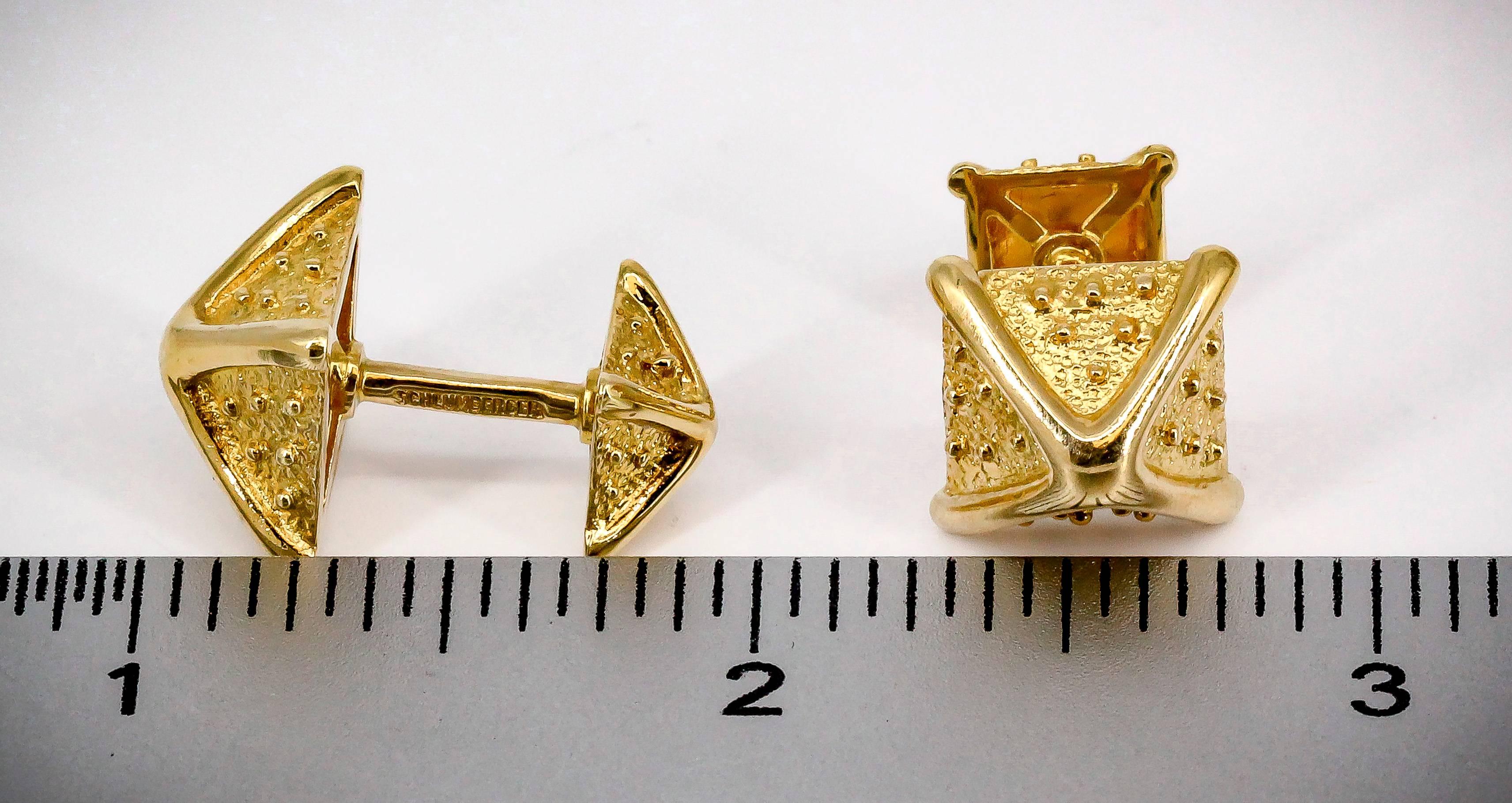 Tiffany & Co. Schlumberger Gold Pyramid Cufflinks 3