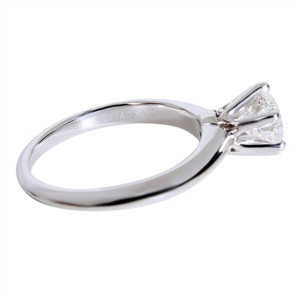 Modern Tiffany & Co. Solitaire Diamond Engagement Ring in Platinum 0.82 Carat