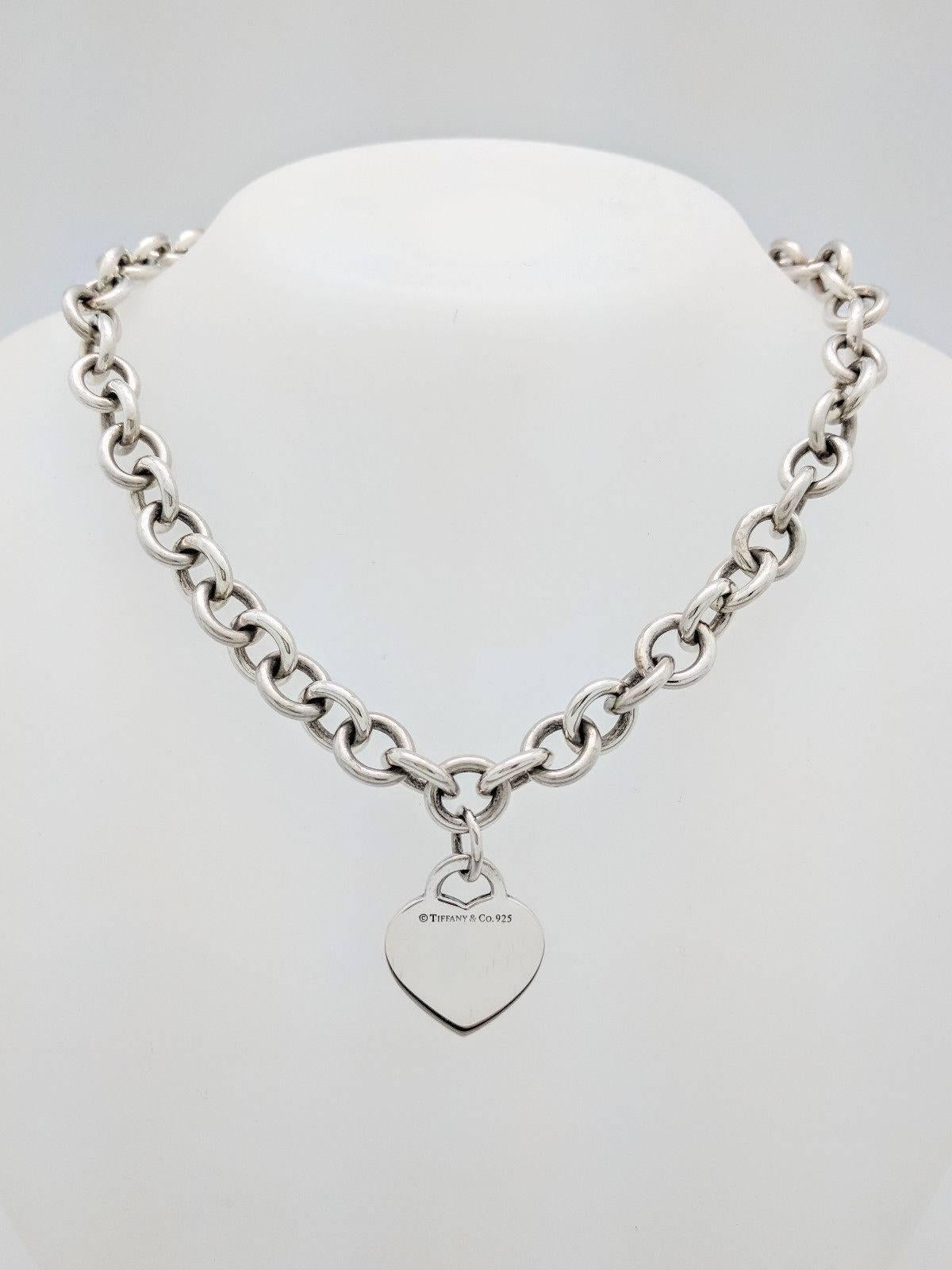 Contemporary Tiffany & Co. Sterling Silver Please Return to Heart Necklace