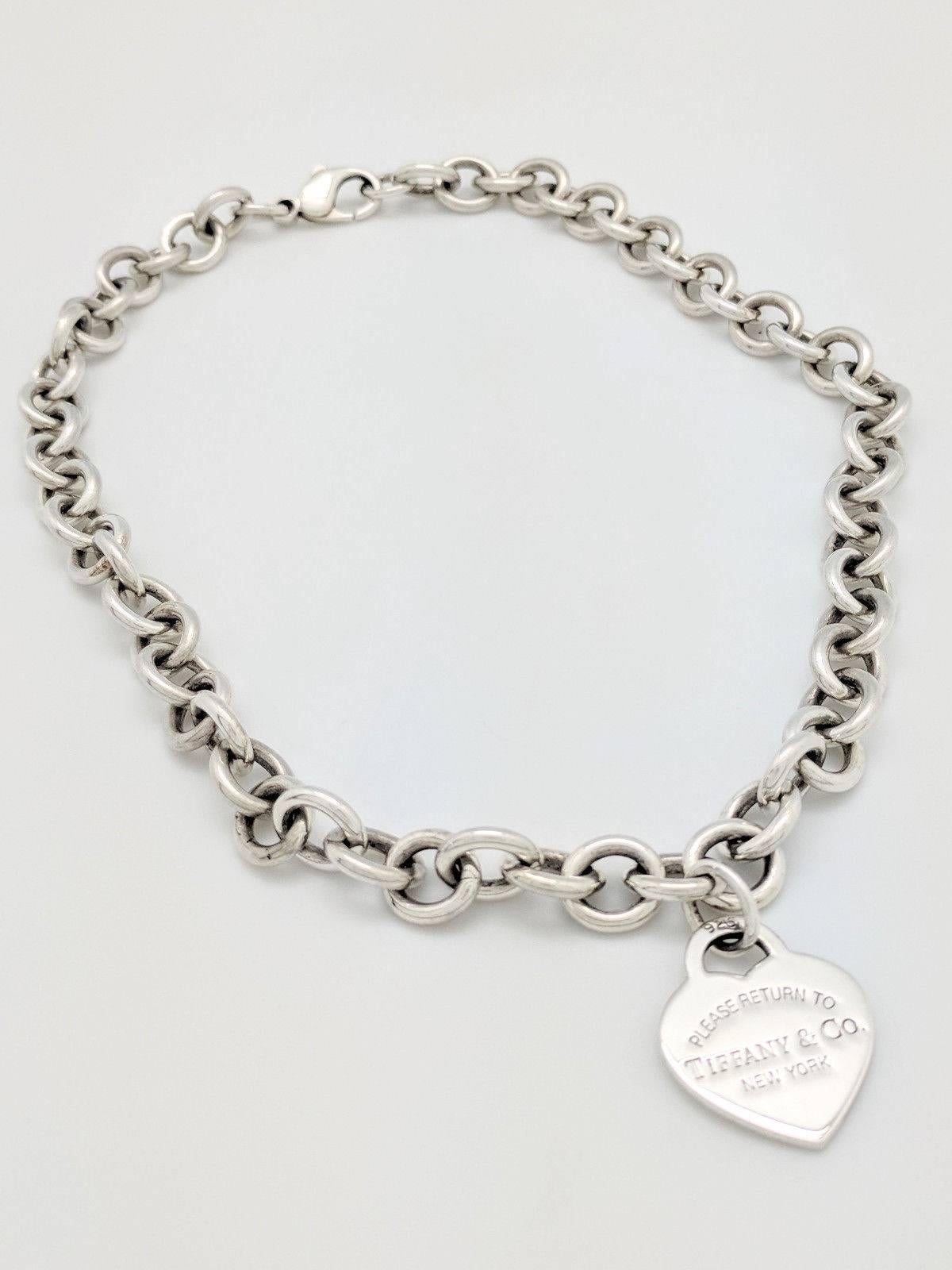 Tiffany & Co. Sterling Silver Please Return to Heart Necklace In Excellent Condition In Gainesville, FL