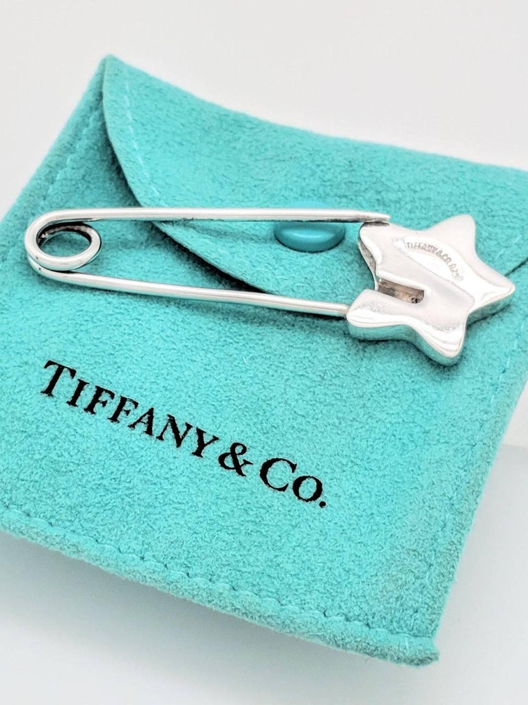 Tiffany and Co. Sterling Silver Star Diaper Safety Pin Brooch at