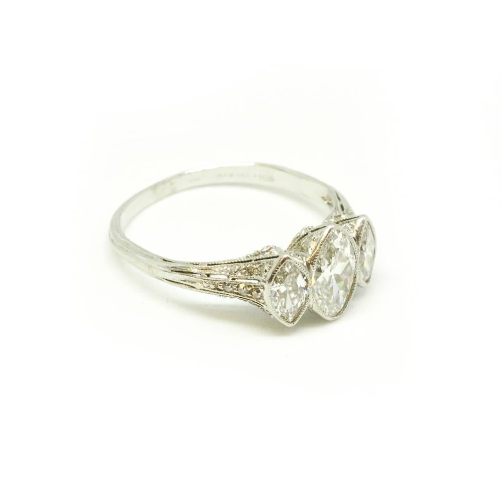 Belle Époque Tiffany & Co. Three-Stone Marquise Diamond Ring
