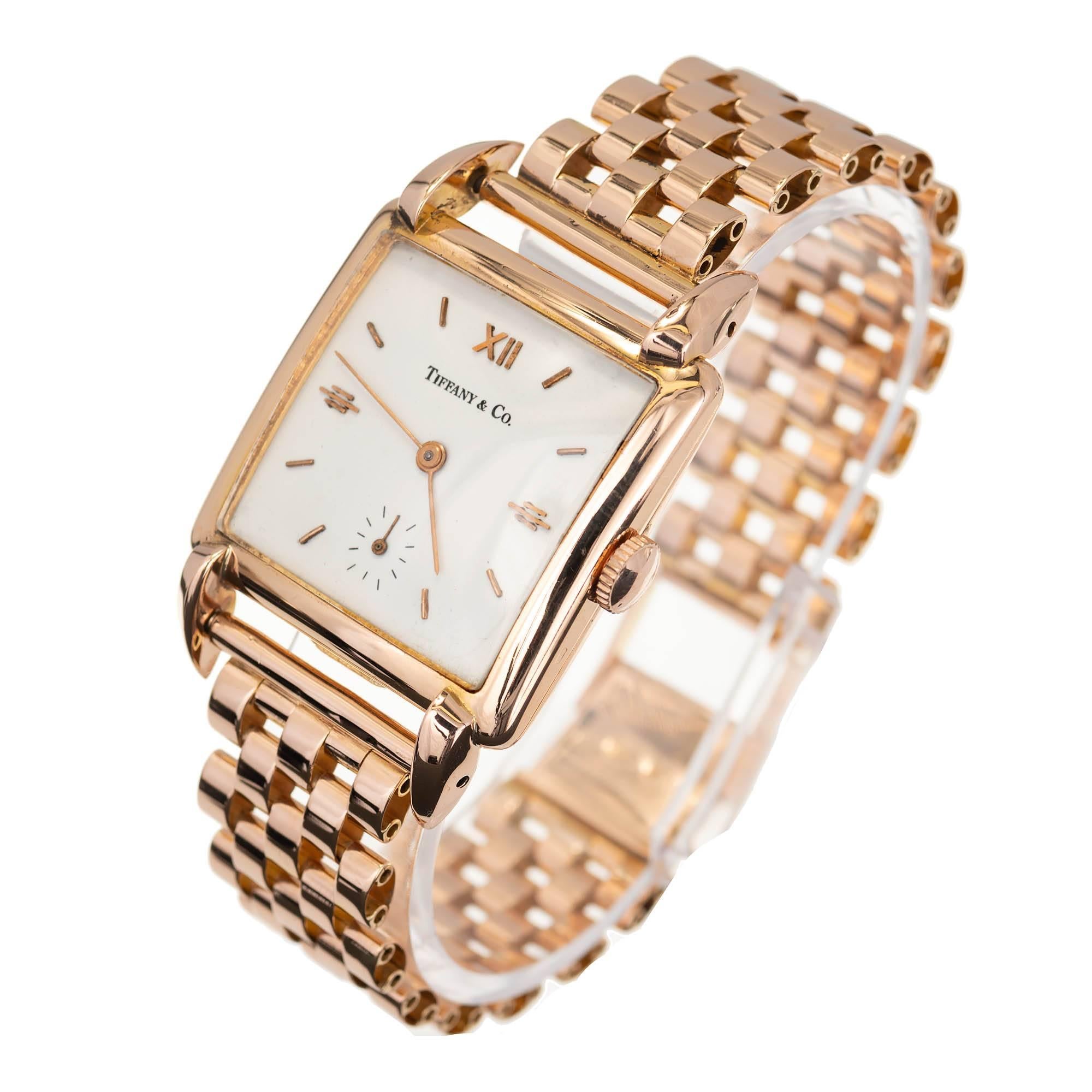 Tiffany & Co. Universal Geneve Rose Gold Wristwatch, 1950  For Sale