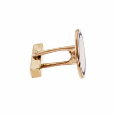 Tiffany & Co. Vintage 1920s Blue Enamel Oval Gold Cufflinks