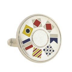 Tiffany & Co. Vintage Enameled Nautical Flag "Tiffany" Cufflinks