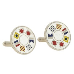 Tiffany & Co. Vintage Enameled Nautical Flag "Tiffany" Cufflinks