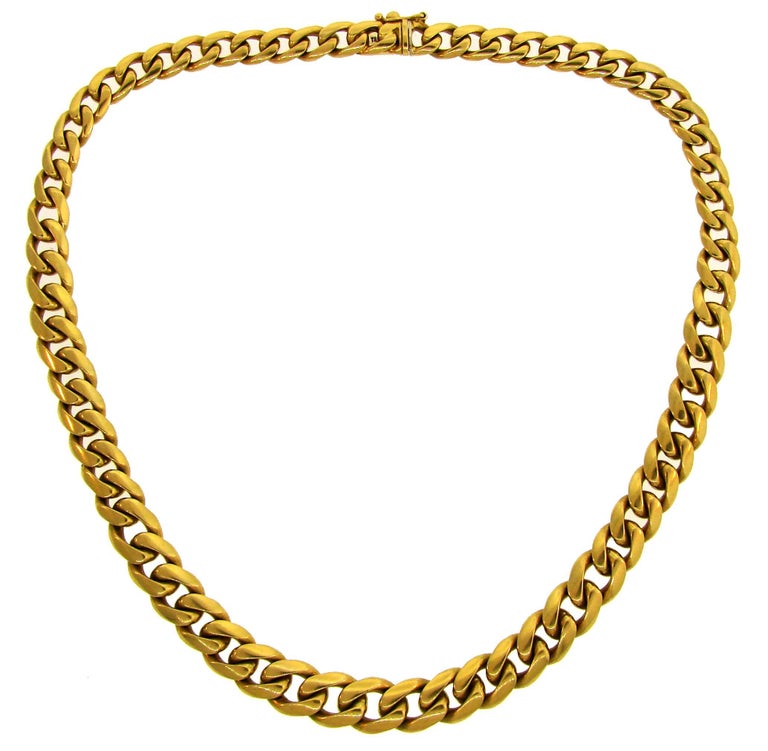 Tiffany and Co. Yellow Gold Curb Link Chain Necklace, 1970s at 1stDibs