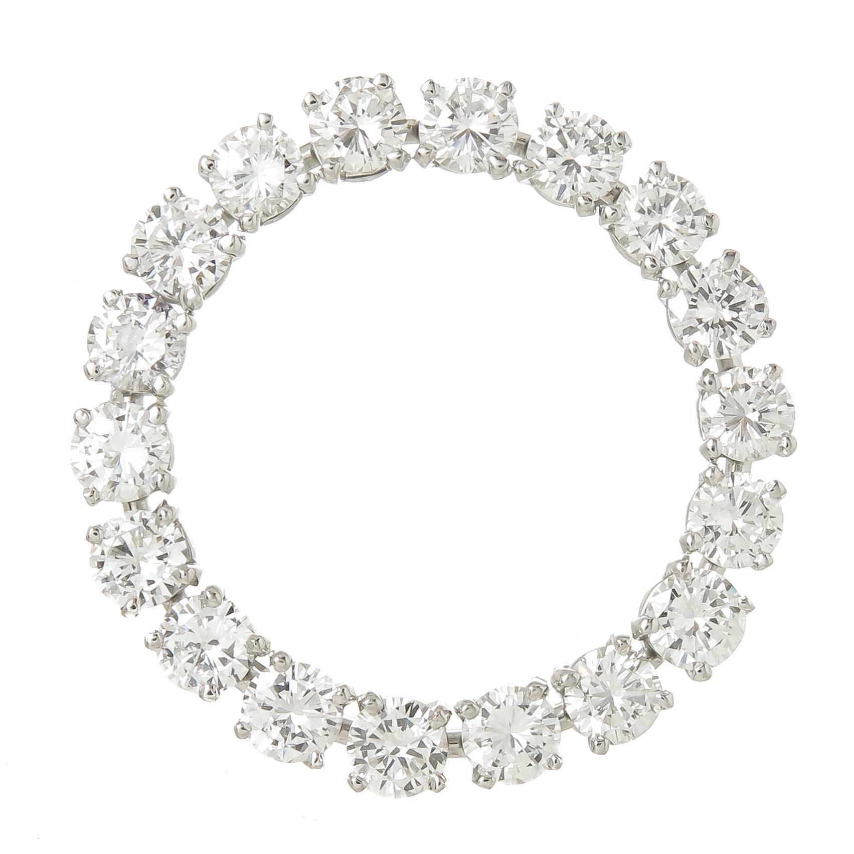 Tiffany & Company Diamond Platinum Large Circle Brooch
