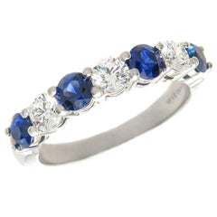 Tiffany & Company Bague à anneau embrasseur en platine avec diamants et saphirs