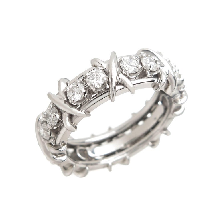 Tiffany and Co. Schlumberger Diamond Platinum X Band Ring For Sale at ...