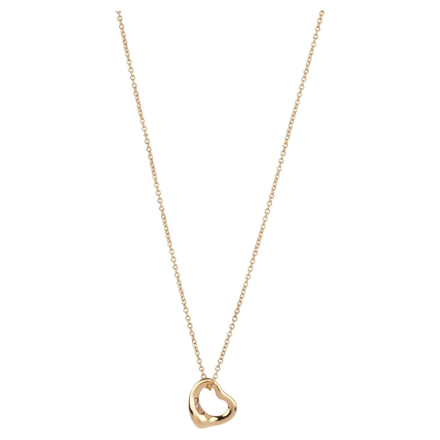 Pendentif Tiffany « Elsa Peretti » en or rose 18 carats, avec un diamant taille brillant de 0,18 carat