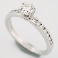 Tiffany 0.38 Carat Solitaire Diamond Ring PT950 with Channel Set Diamonds