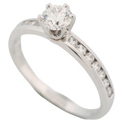 Used Tiffany 0.38 Carat Solitaire Diamond Ring PT950 with Channel Set Diamonds