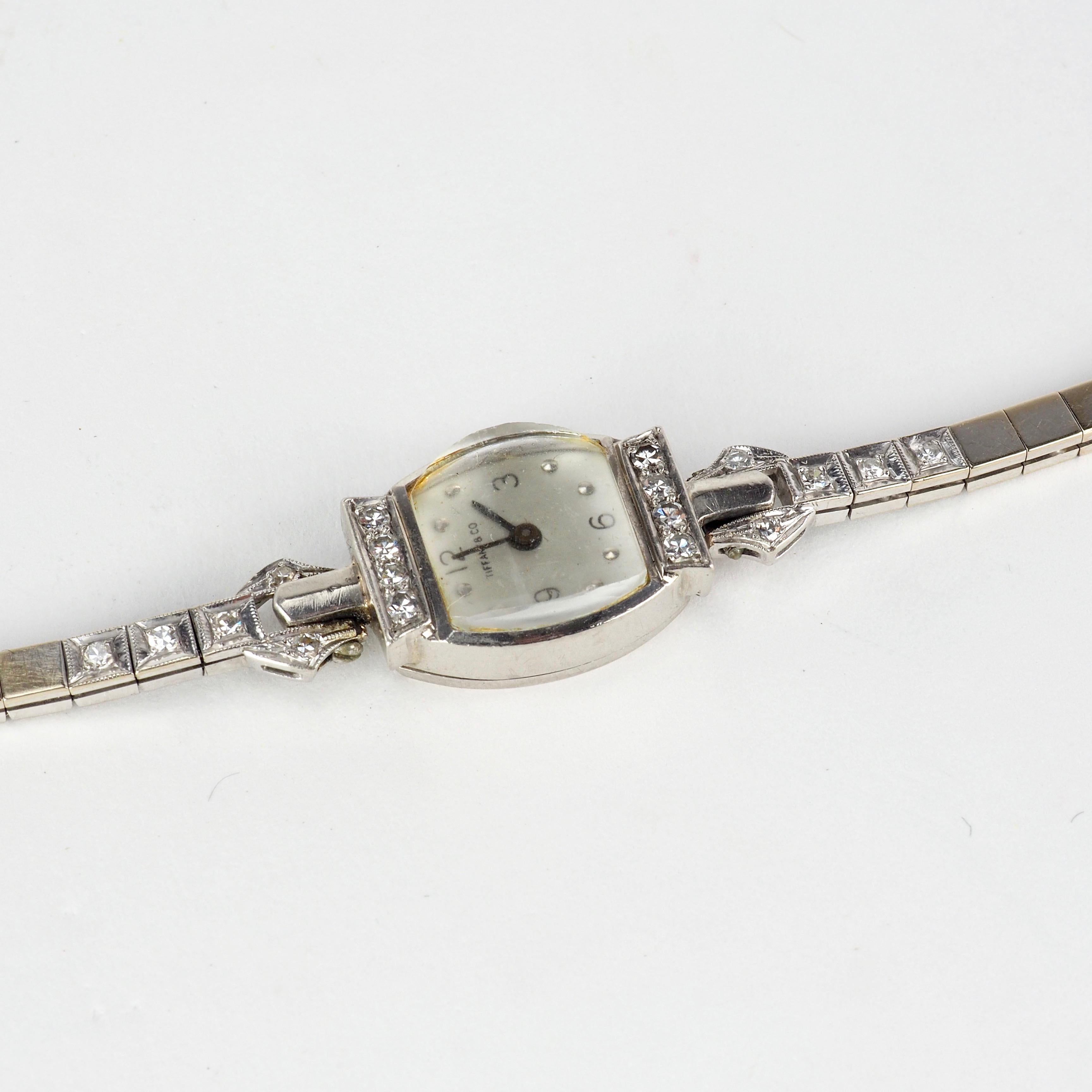 Rose Cut Tiffany & Co. White Gold and Diamond Ladies Wristwatch