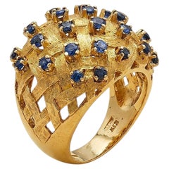 Tiffany 18-Karat-Ring mit Korbgeflecht-Design und Saphir