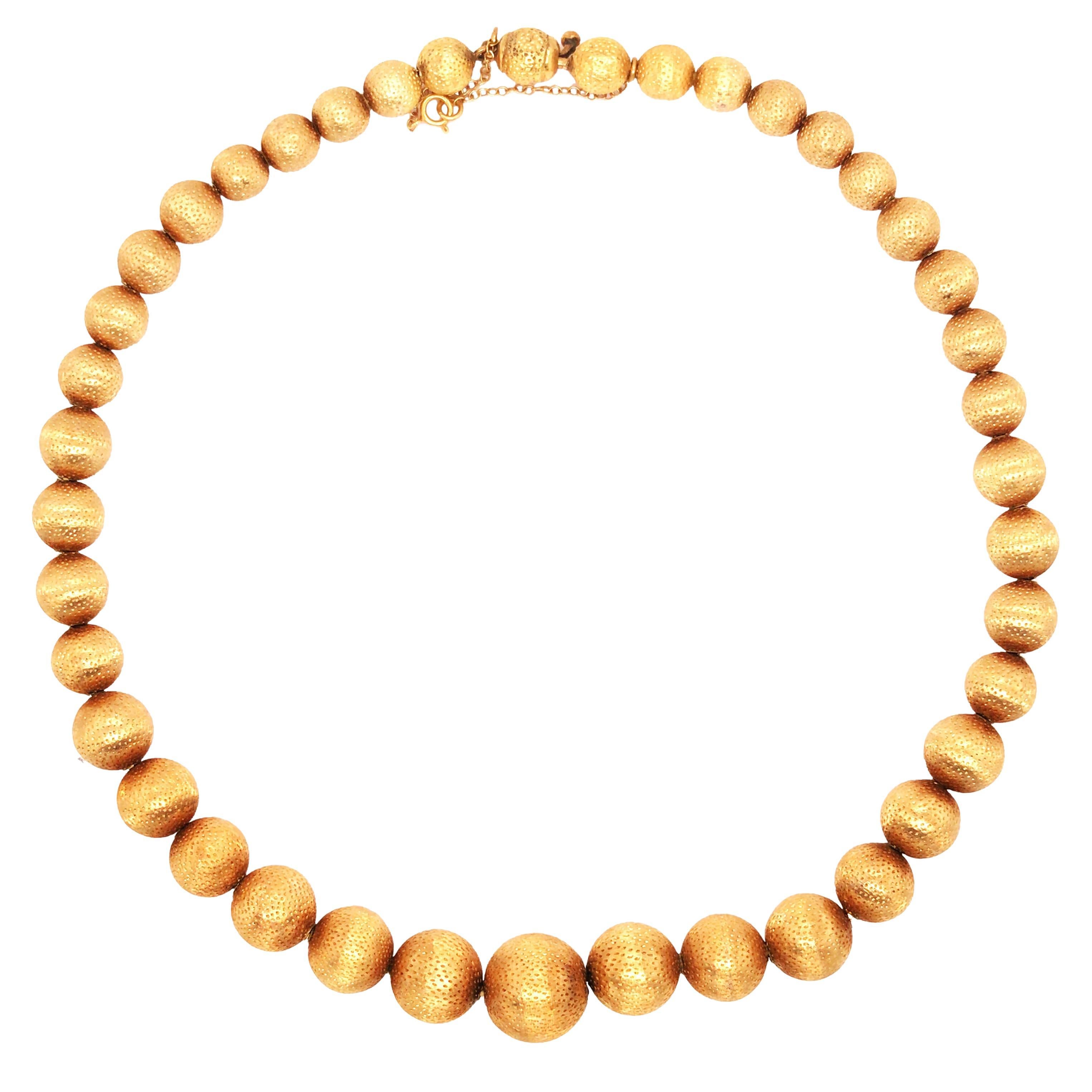 Tiffany, 18K Gold Bead Necklace For Sale
