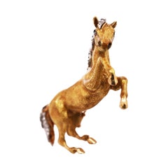 Tiffany, 18K Gold Enamel Horse Brooch