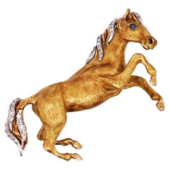 Tiffany, 18K Gold Enamel Horse Brooch