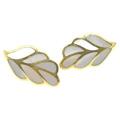 Tiffany 18K Gold Mother-of-Pearl Leaf Earrings
