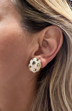 Tiffany 18k Gold Mother-of-Pearl Polka Dot Earrings