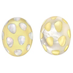Tiffany 18k Gold Mother-of-Pearl Polka Dot Earrings
