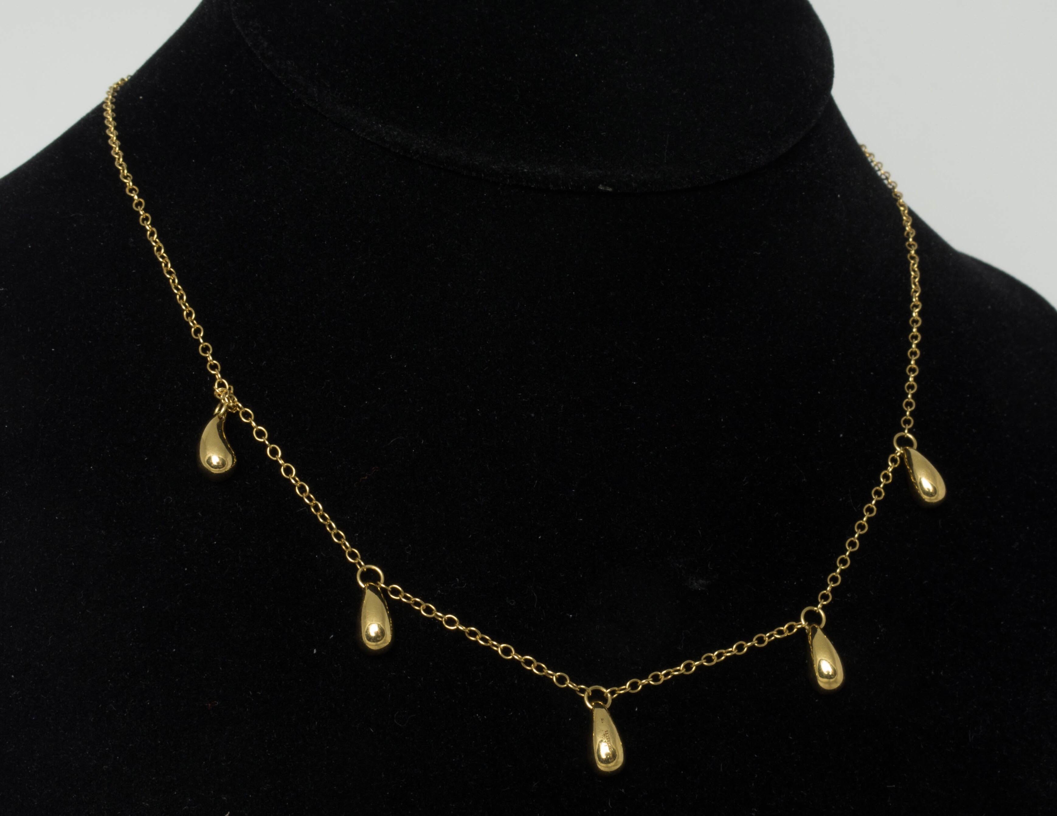 Tiffany & Co.18 Karat Gold Tear Drop Necklace Elsa Peretti 3
