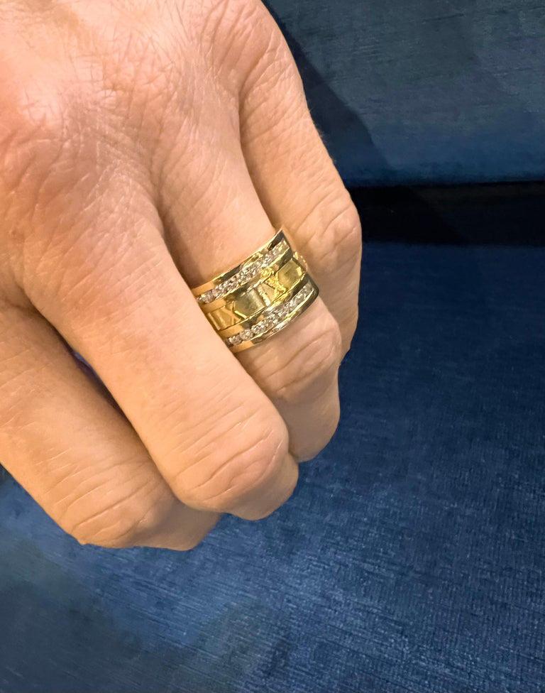 Modern Tiffany 18k Yellow Gold Diamond Atlas Band Ring