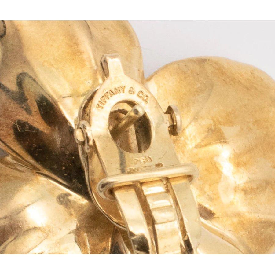 Große Hundeholz-Ohrringe von Tiffany & Co., 18 Karat Gelbgold, Diamant im Zustand „Hervorragend“ in Palm Beach, FL