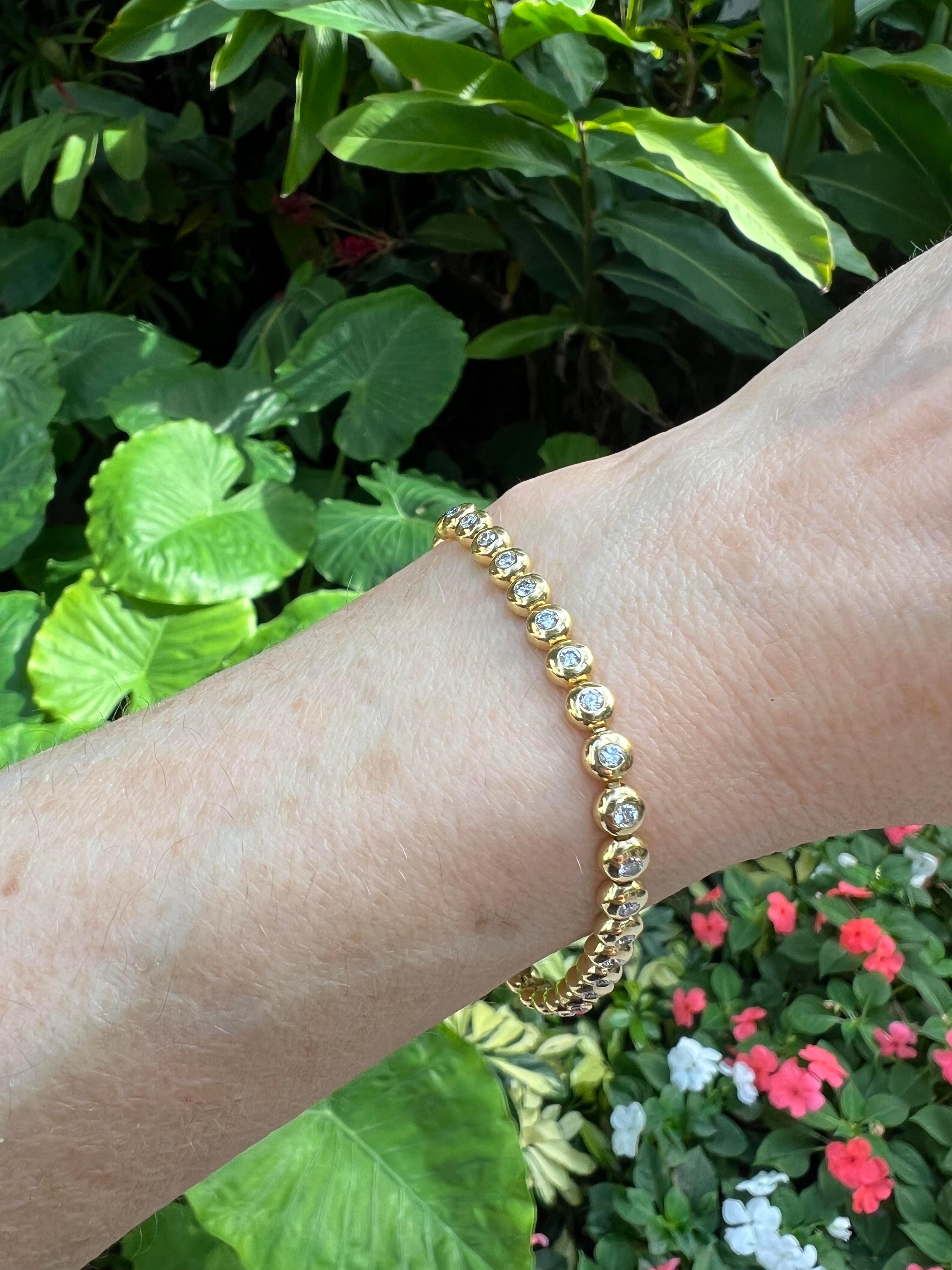 Modern Tiffany 18k Yellow Gold Diamond Line Bracelet