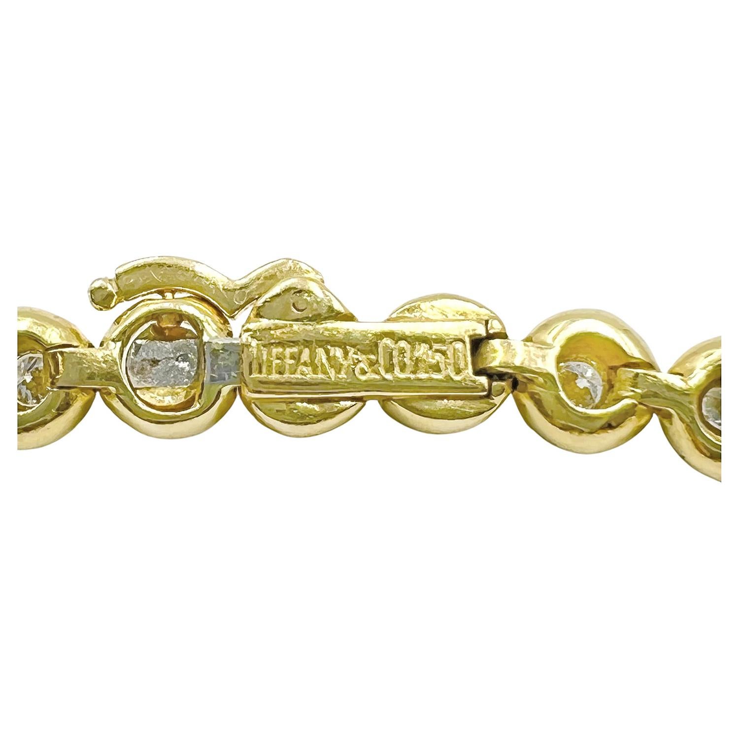 Brilliant Cut Tiffany 18k Yellow Gold Diamond Line Bracelet