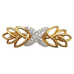 Tiffany 18k Yellow Gold Diamond X Pin