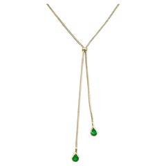 Tiffany 18k Yellow Gold Emerald Lariat Long Necklace