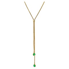 Tiffany 18k Yellow Gold Emerald Lariat Long Necklace