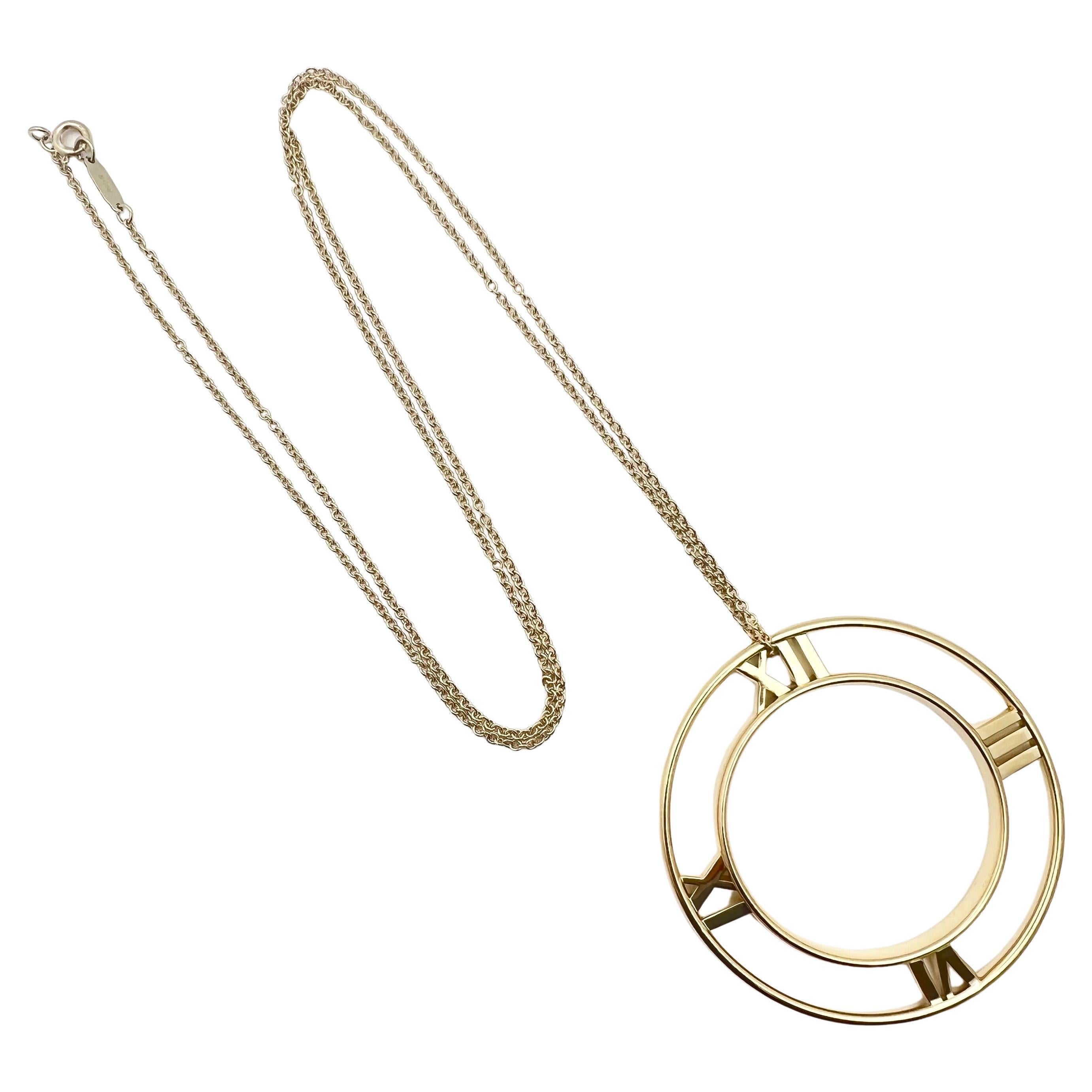 Tiffany 18k Yellow Gold Large Atlas Pendant Necklace In Excellent Condition In Palm Beach, FL