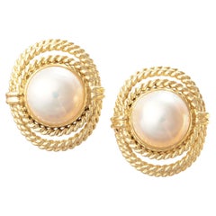 Tiffany 18k Yellow Gold Mabe Pearl Clip Earrings