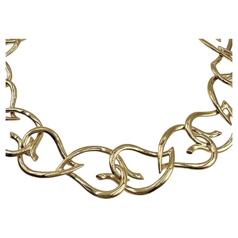 Tiffany and Co. 18k Yellow Gold Open Heart Link Necklace For Sale at ...