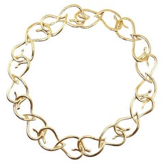 Retro Tiffany 18k Yellow Gold Open Heart Link Necklace