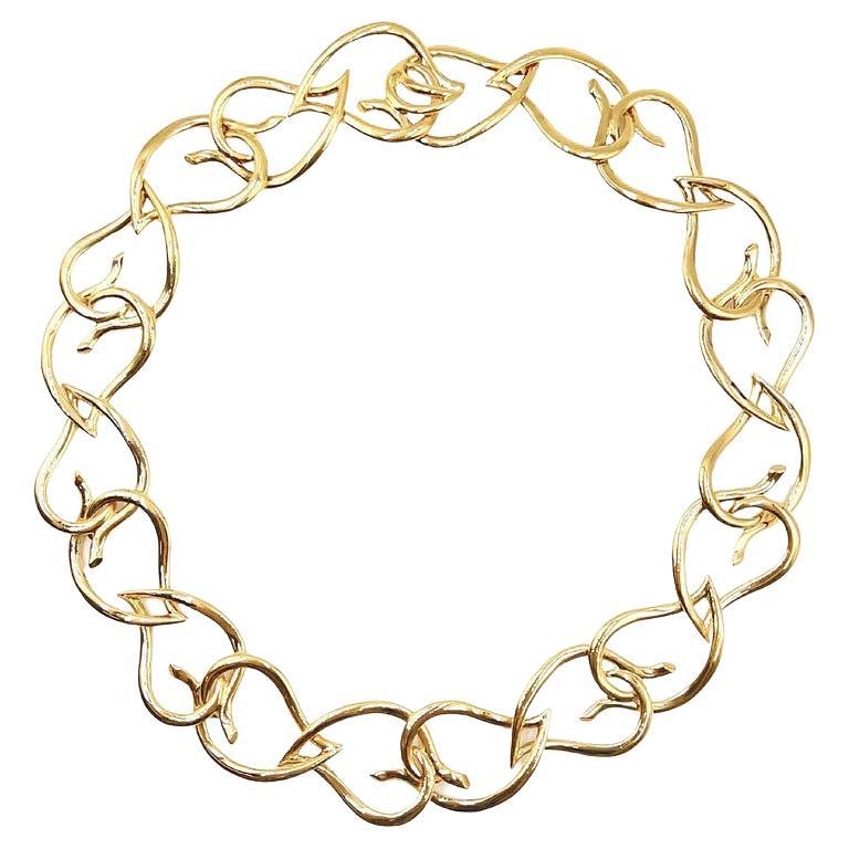 Tiffany 18k Yellow Gold Open Heart Link Necklace at 1stDibs